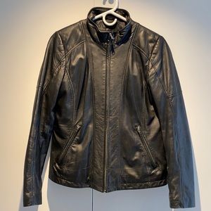 Black Leather Jacket with removable quilted liner